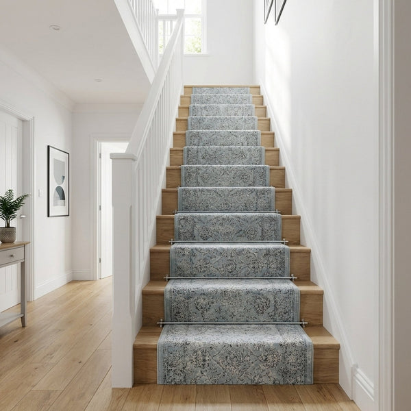 Ancient Garden Steel Blue/Cream 57136-4646 Stair Runner