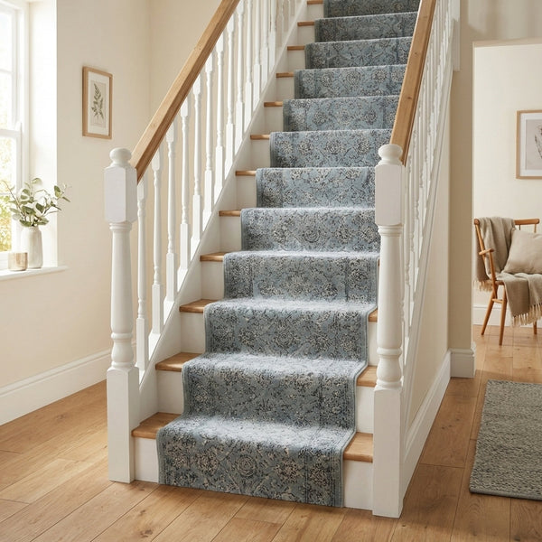 Ancient Garden Steel Blue/Cream 57136-4646 Stair Runner