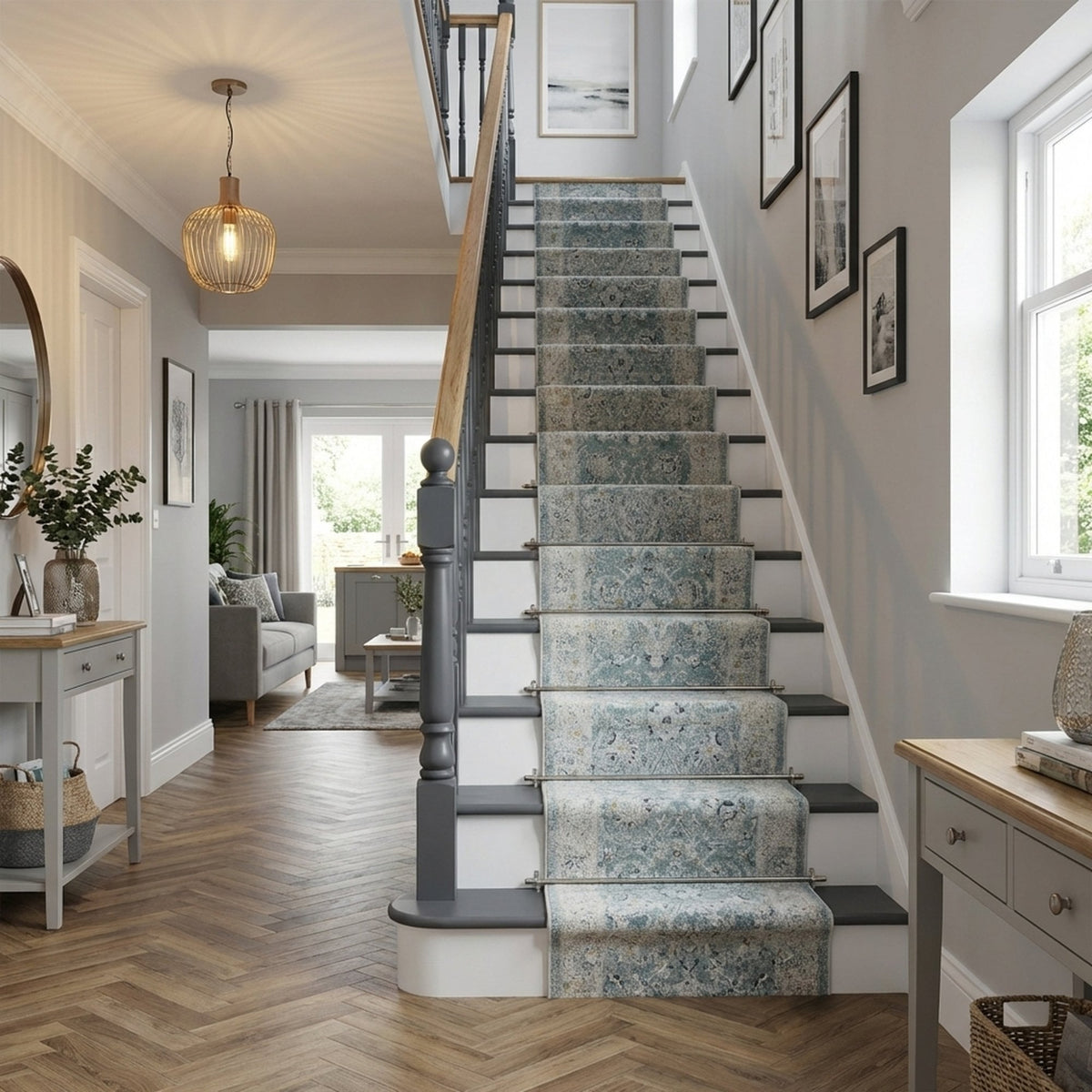 Annalise Blue/Beige 7604-580 Stair Runner