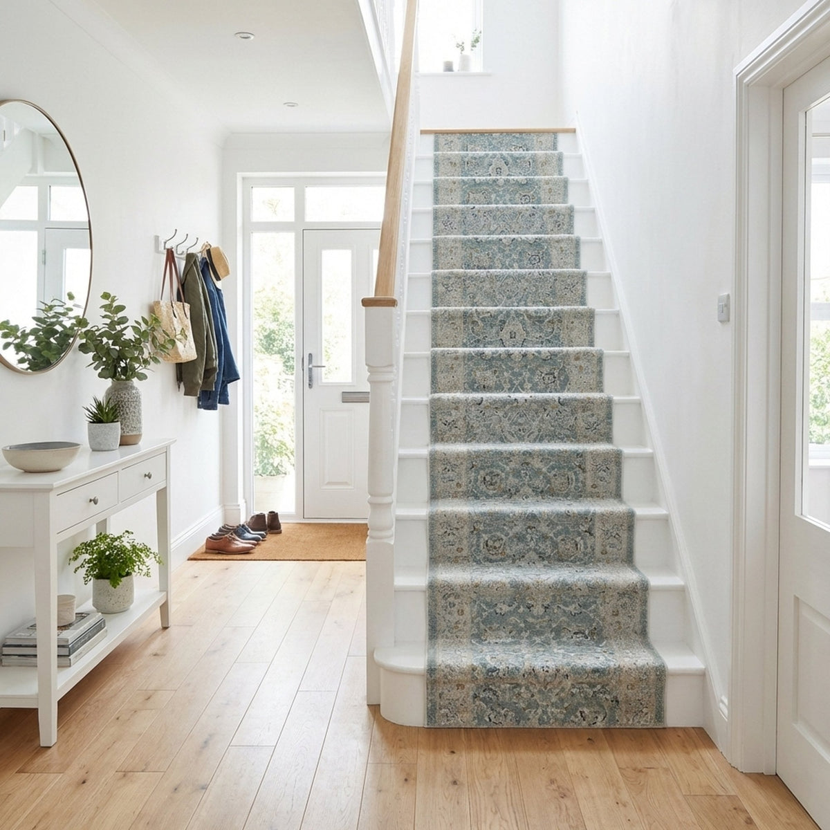 Annalise Blue/Beige 7604-580 Stair Runner
