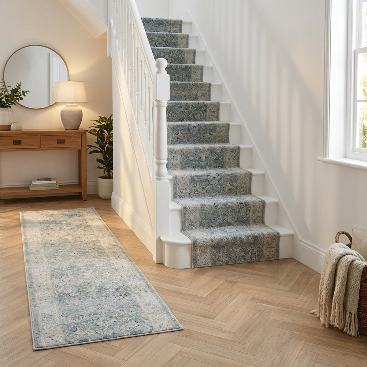 Annalise Blue/Beige 7604-580 Stair Runner