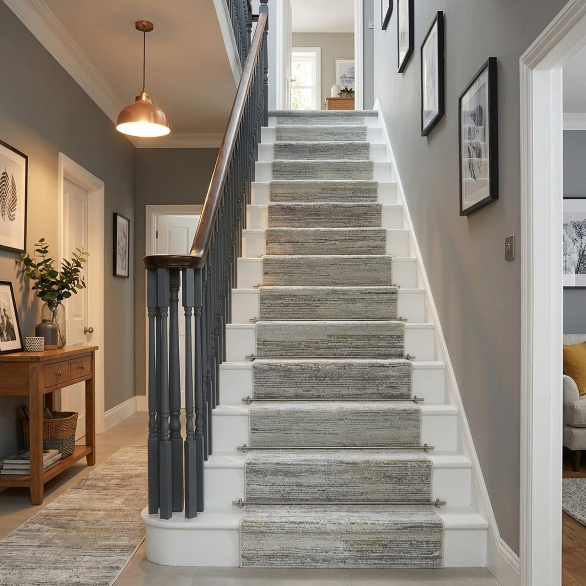 Annalise Gray/Beige/Charcoal 7611-989 Stair Runner