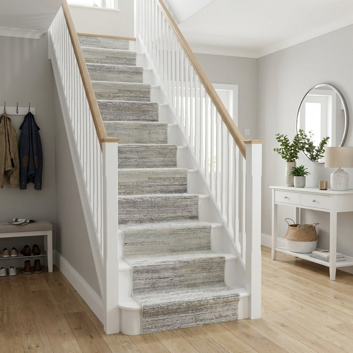 Annalise Gray/Beige/Charcoal 7611-989 Stair Runner