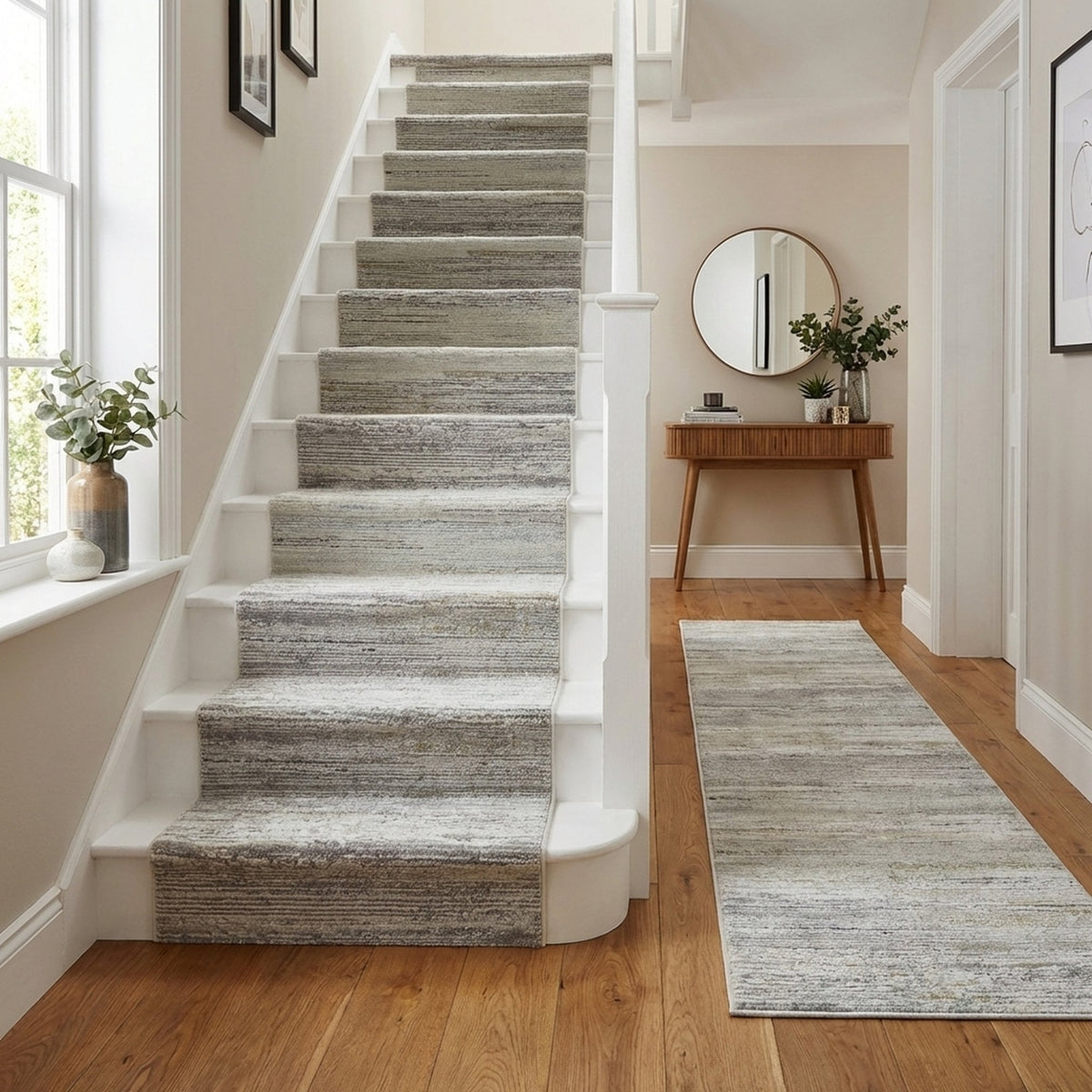 Annalise Gray/Beige/Charcoal 7611-989 Stair Runner