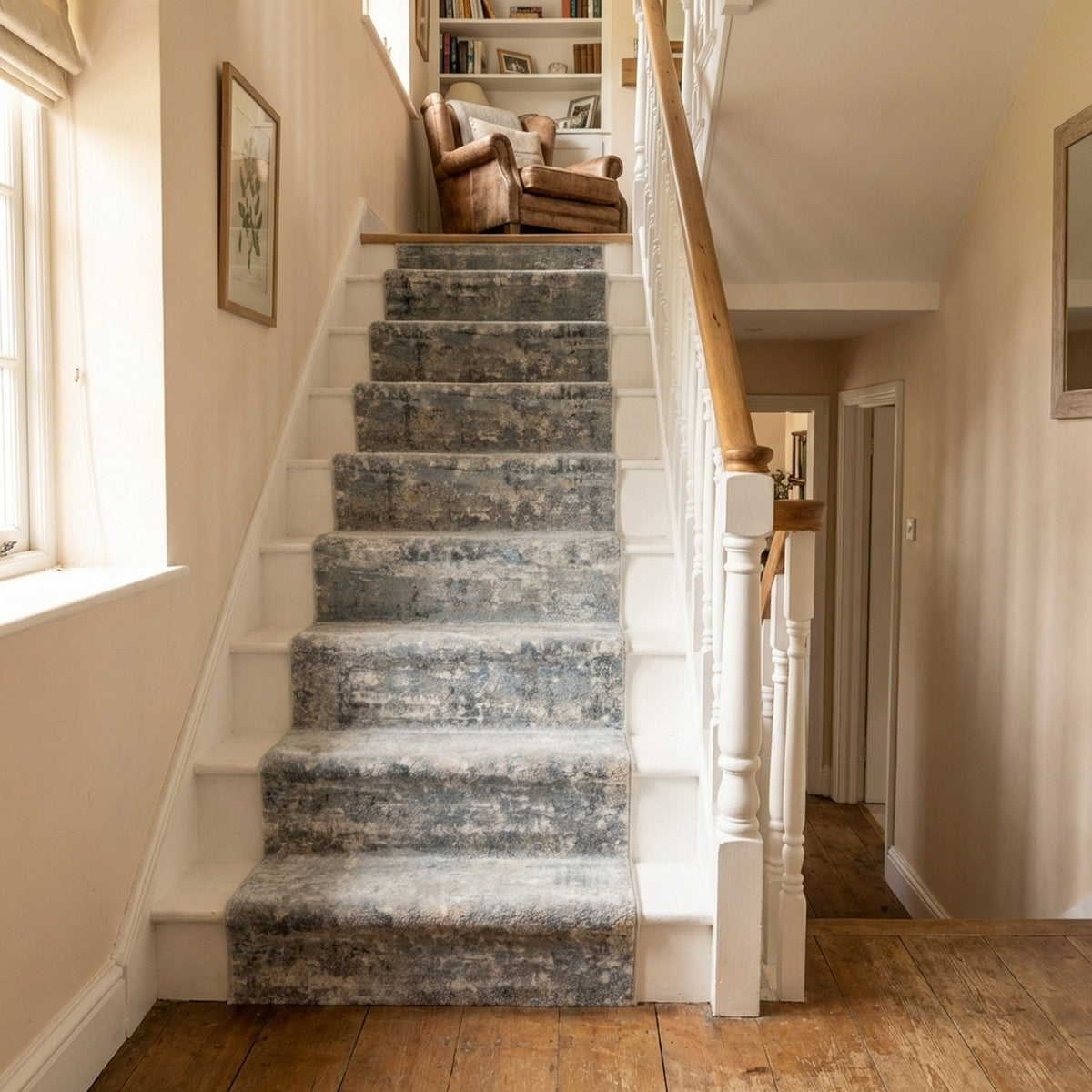Castilla Cream/Gray 3533-190 Stair Runner