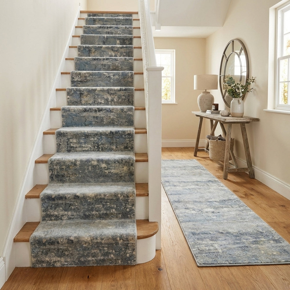 Castilla Cream/Gray 3533-190 Stair Runner