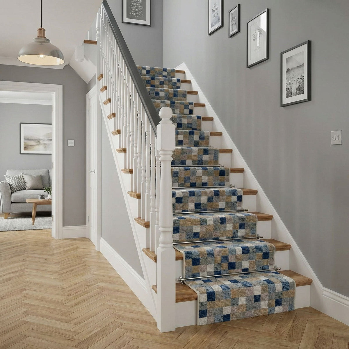 Eclipse Multi/Blue 63339-6121 Stair Runner