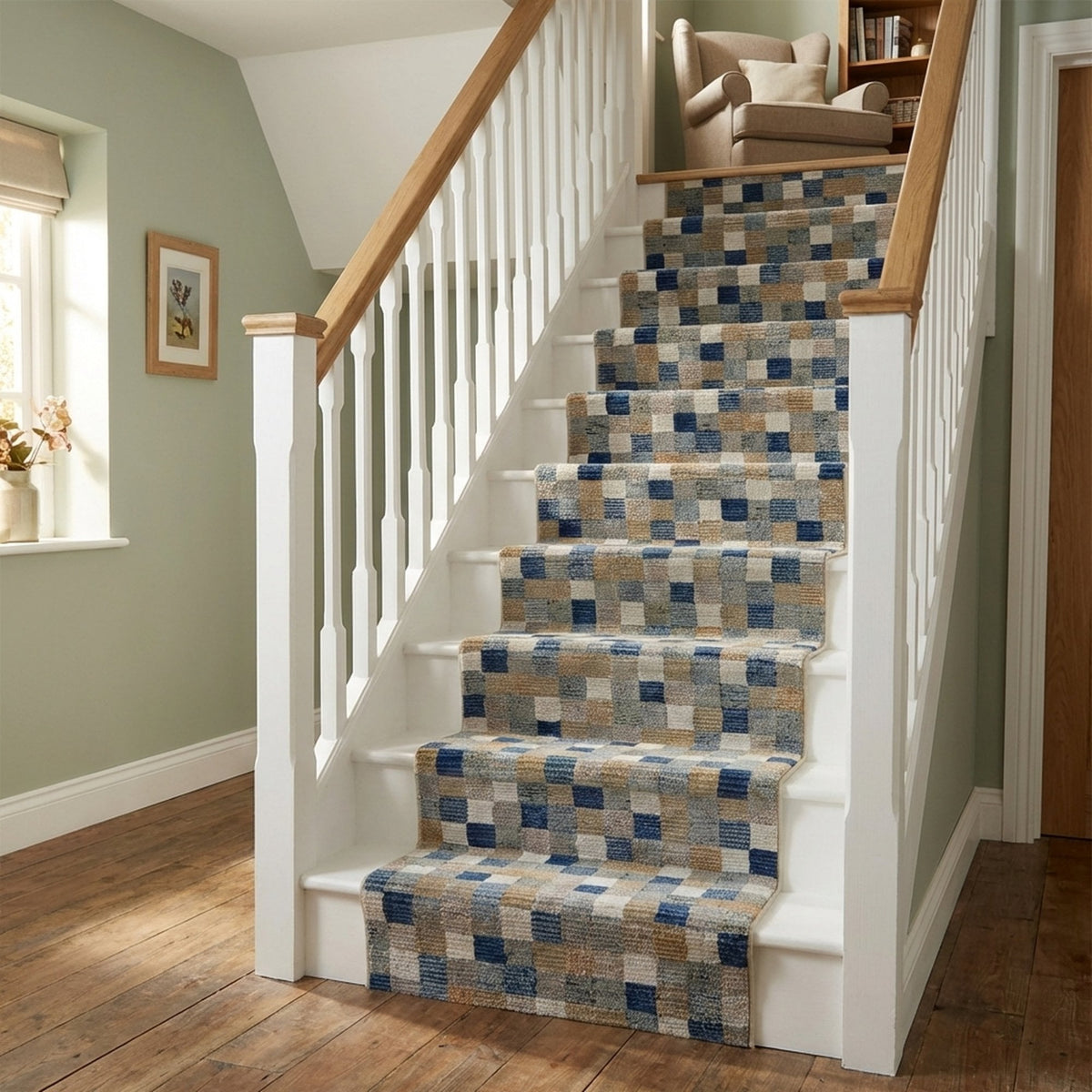 Eclipse Multi/Blue 63339-6121 Stair Runner