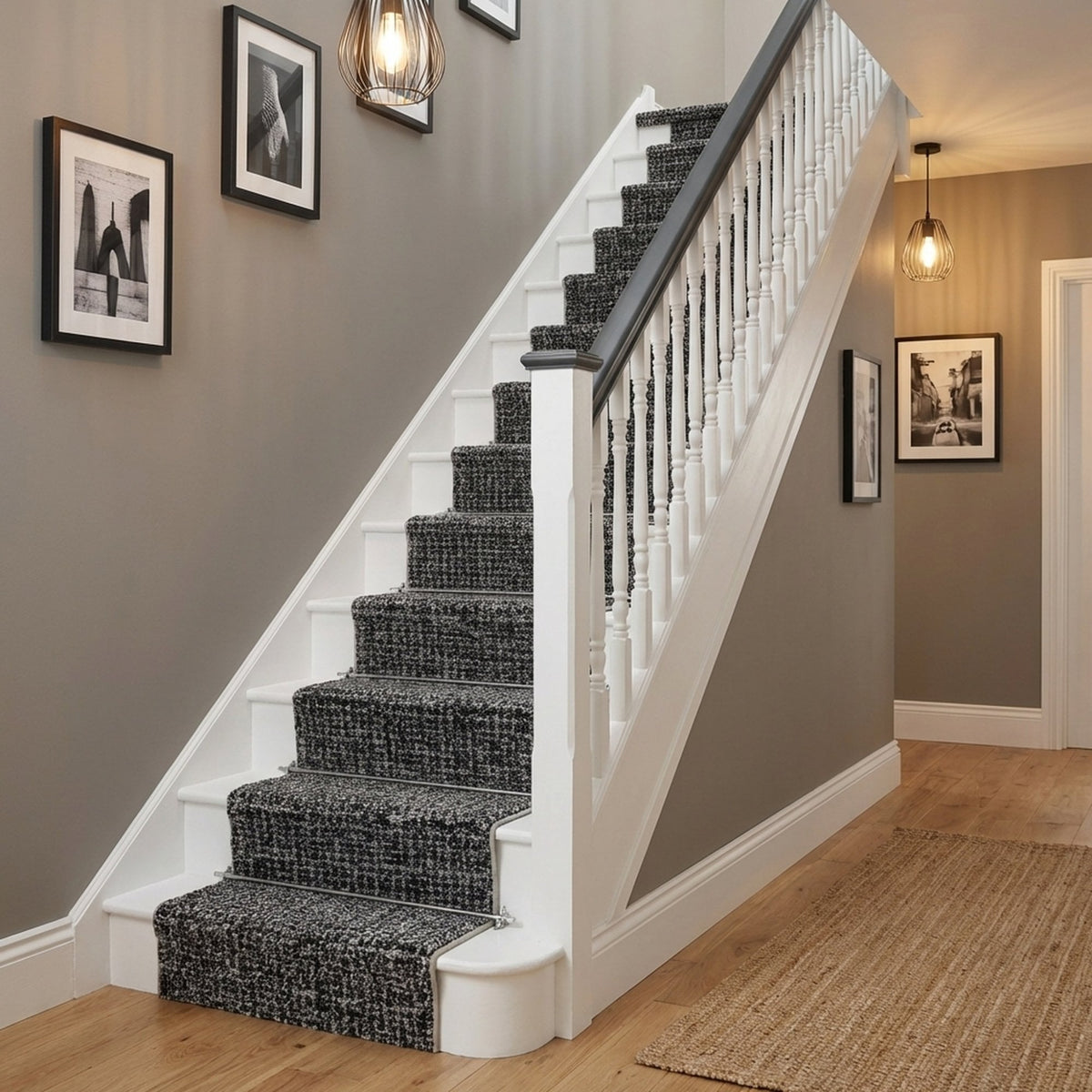 Mehari Dark Gray/Ivory 23160-8268 Stair Runner