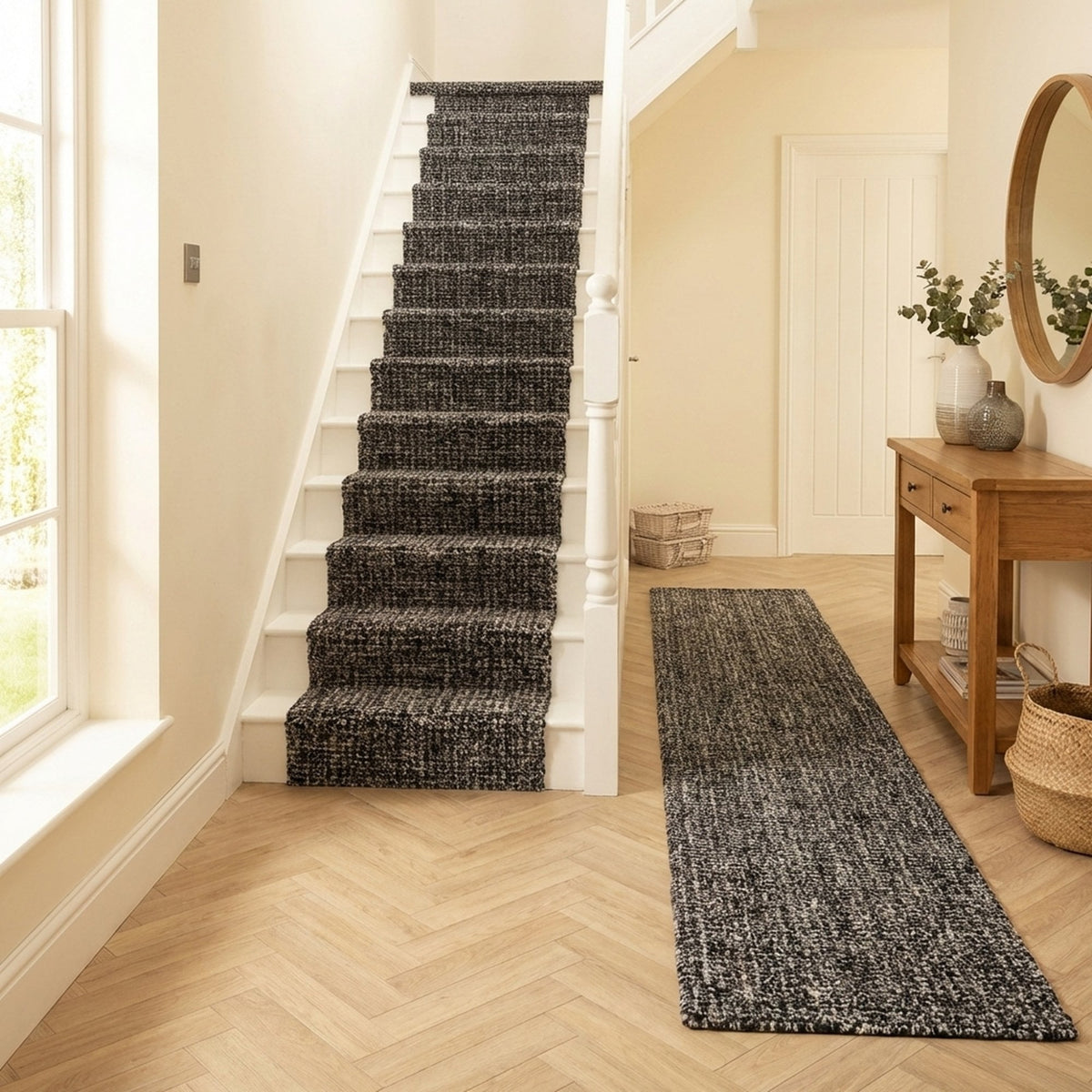 Mehari Dark Gray/Ivory 23160-8268 Stair Runner