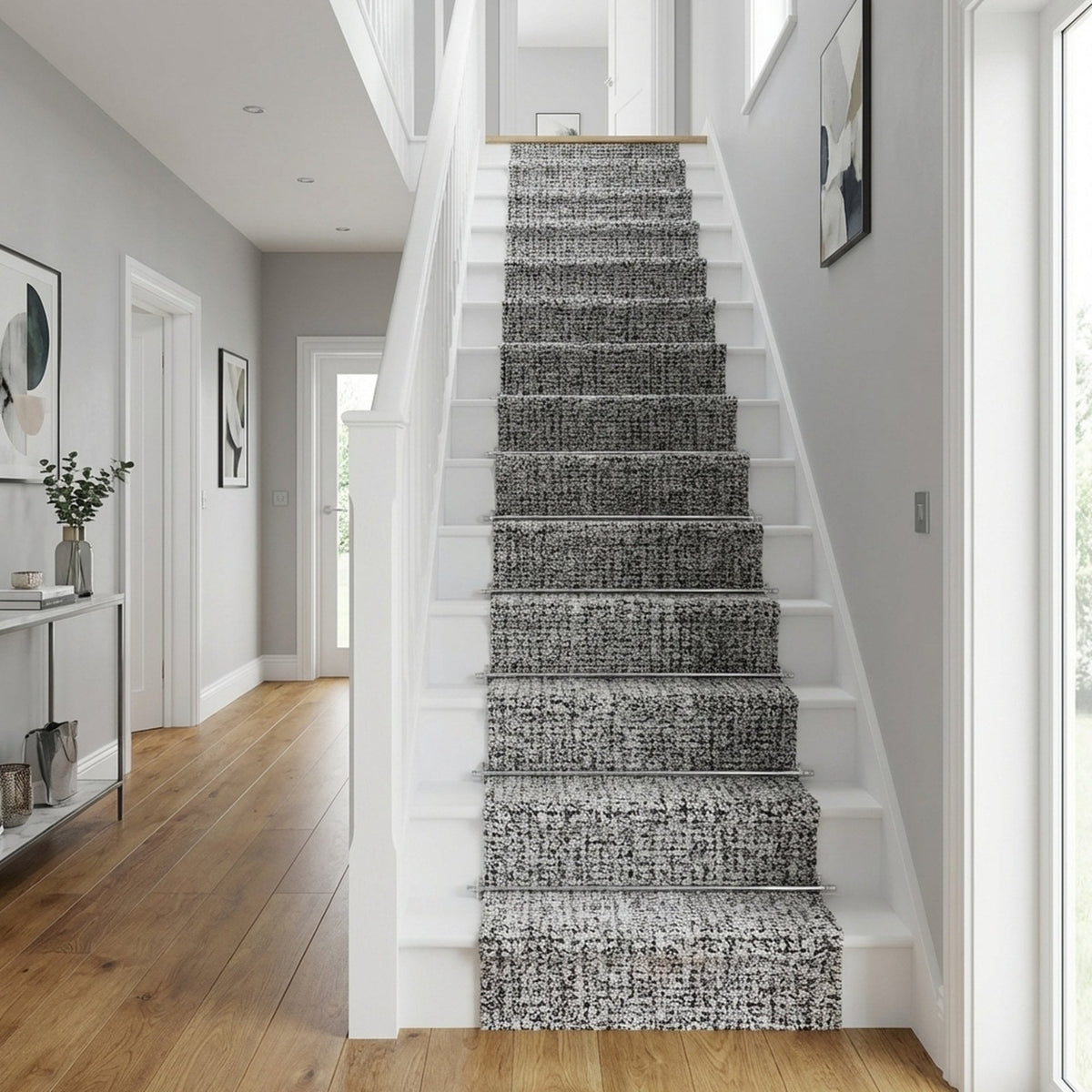 Mehari Gray/Ivory 23160-6288 Stair Runner