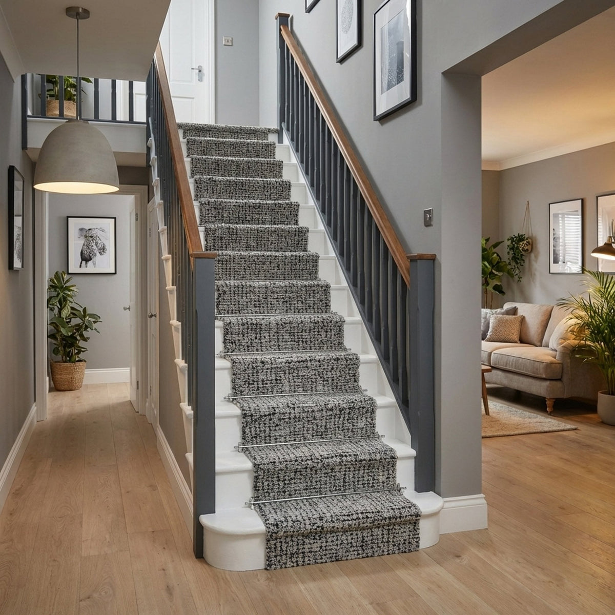 Mehari Gray/Ivory 23160-6288 Stair Runner