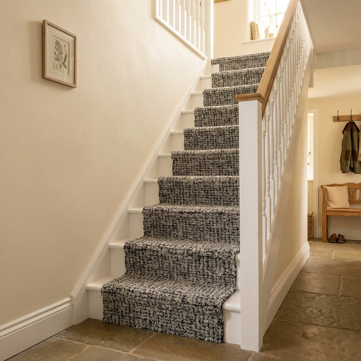 Mehari Gray/Ivory 23160-6288 Stair Runner