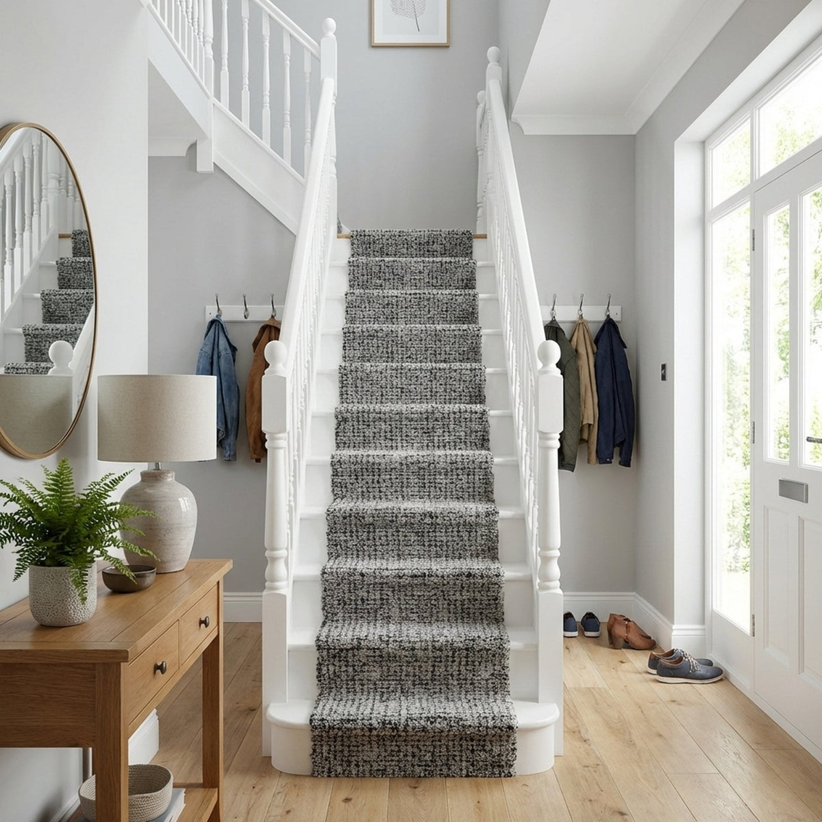 Mehari Gray/Ivory 23160-6288 Stair Runner