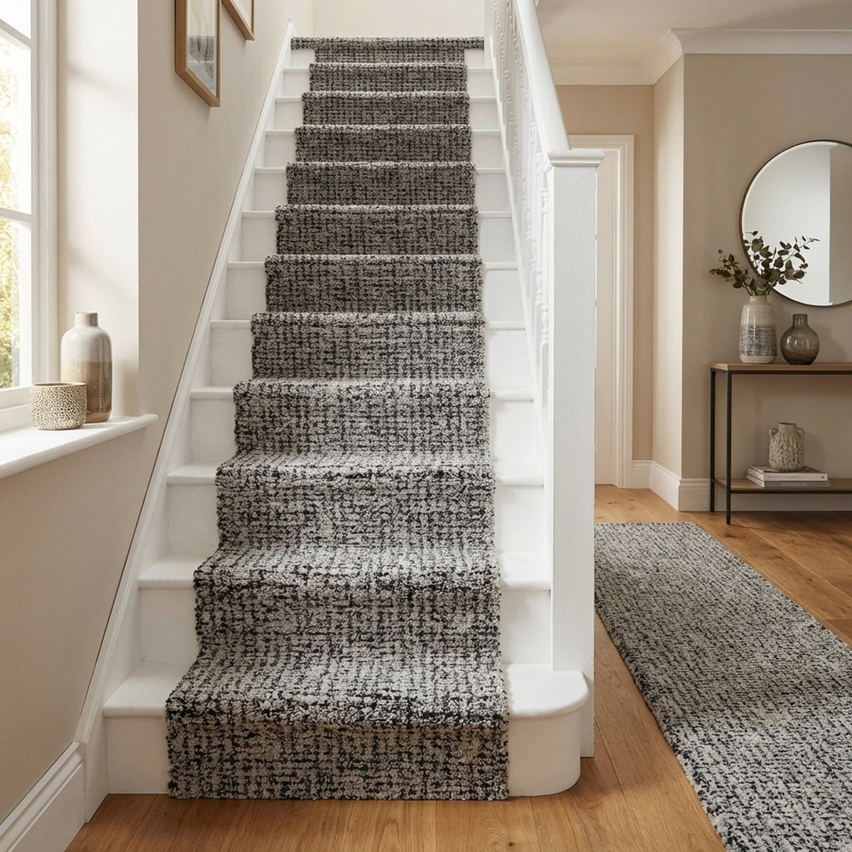 Mehari Gray/Ivory 23160-6288 Stair Runner