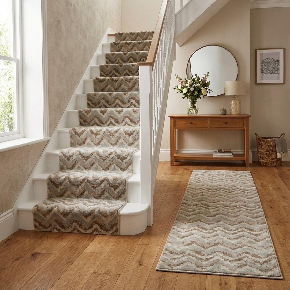 Melody Ivory/Beige 985018-117 Stair Runner