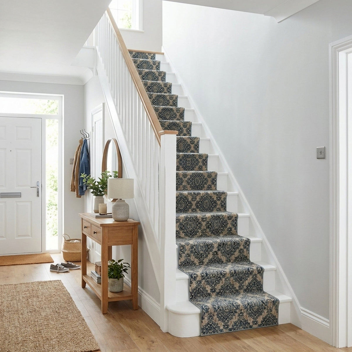 Melody Ivory/Blue 985015-117 Stair Runner