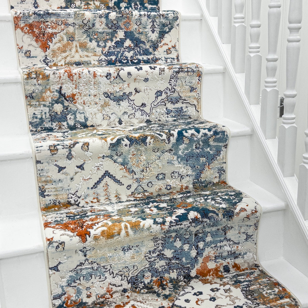 Reha Cream/Beige/Blue 1063-185 Stair Runner