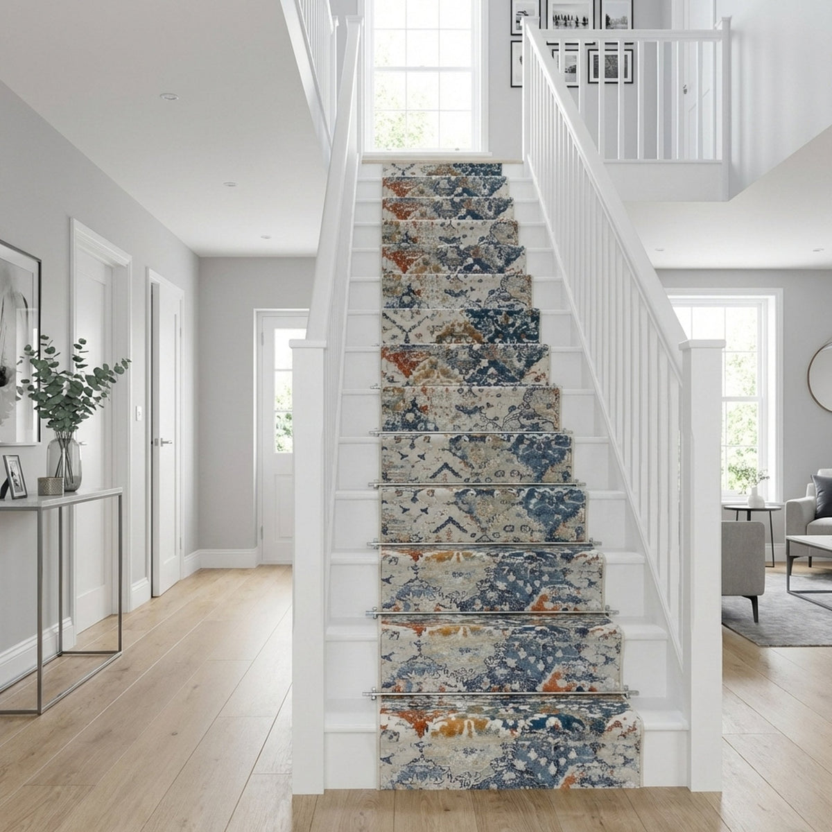 Reha Cream/Beige/Blue 1063-185 Stair Runner