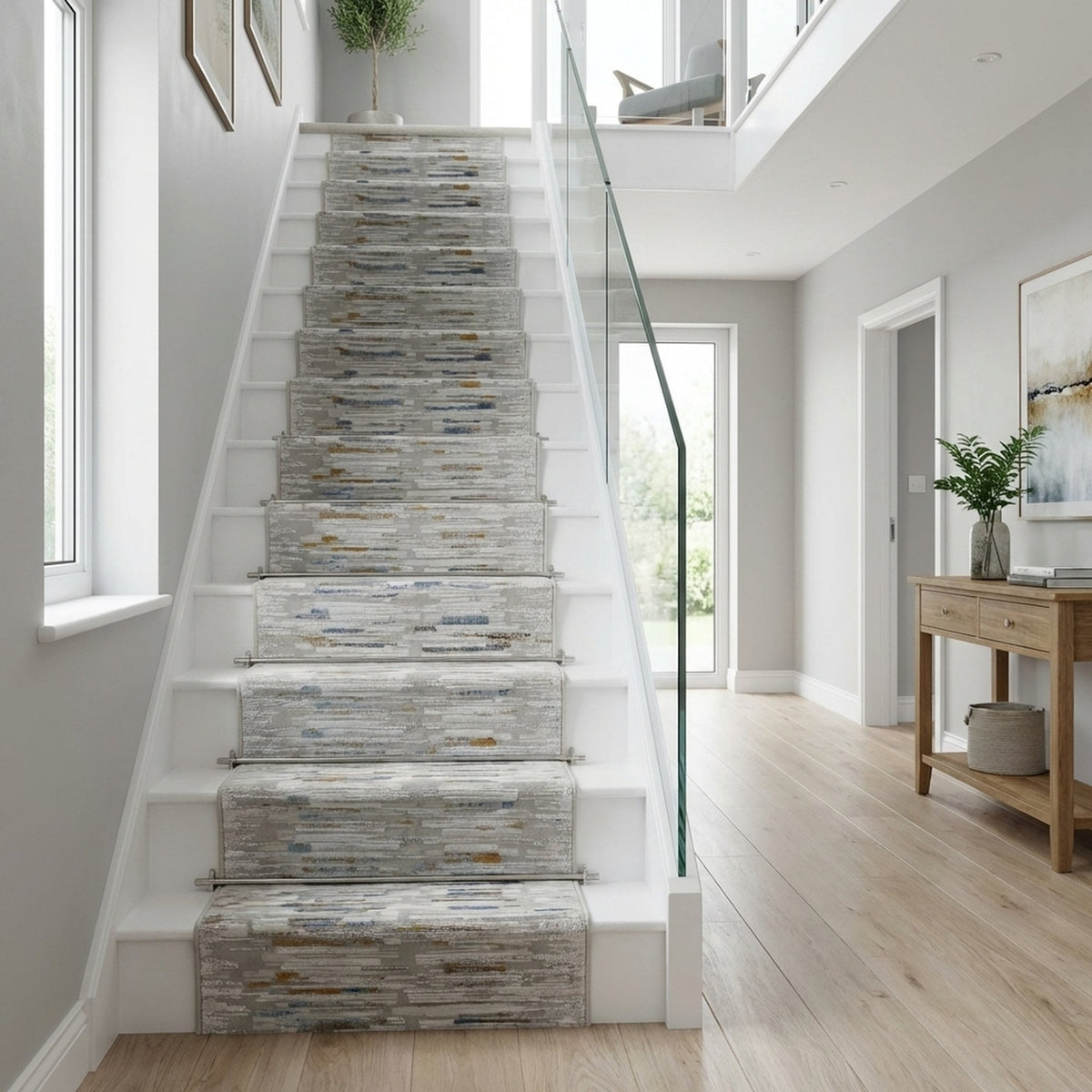Reha Cream/Gray 1064-190 Stair Runner