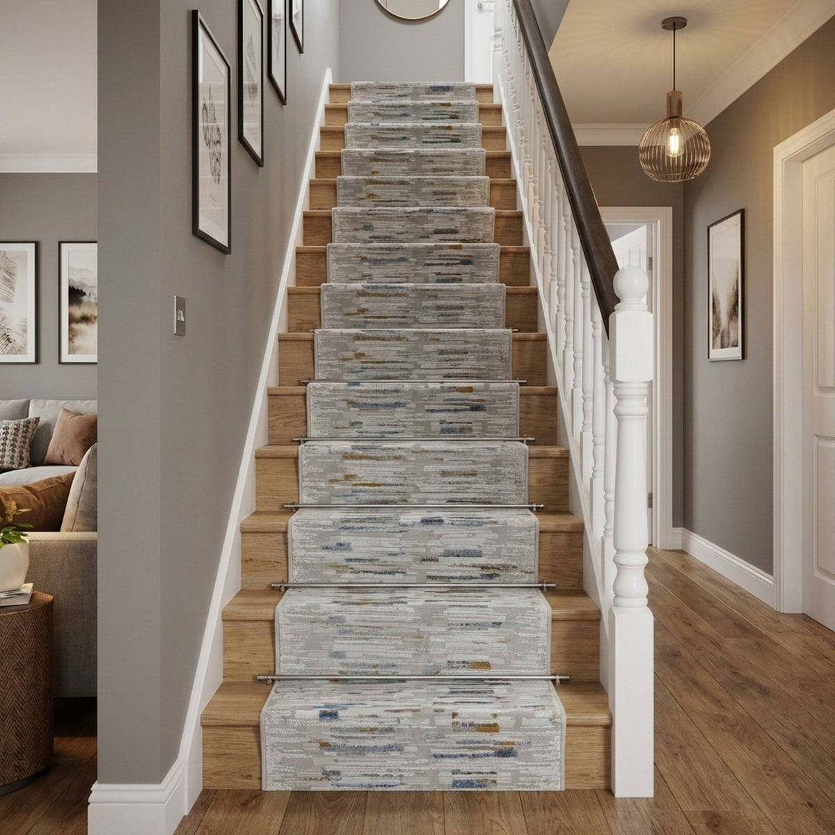 Reha Cream/Gray 1064-190 Stair Runner