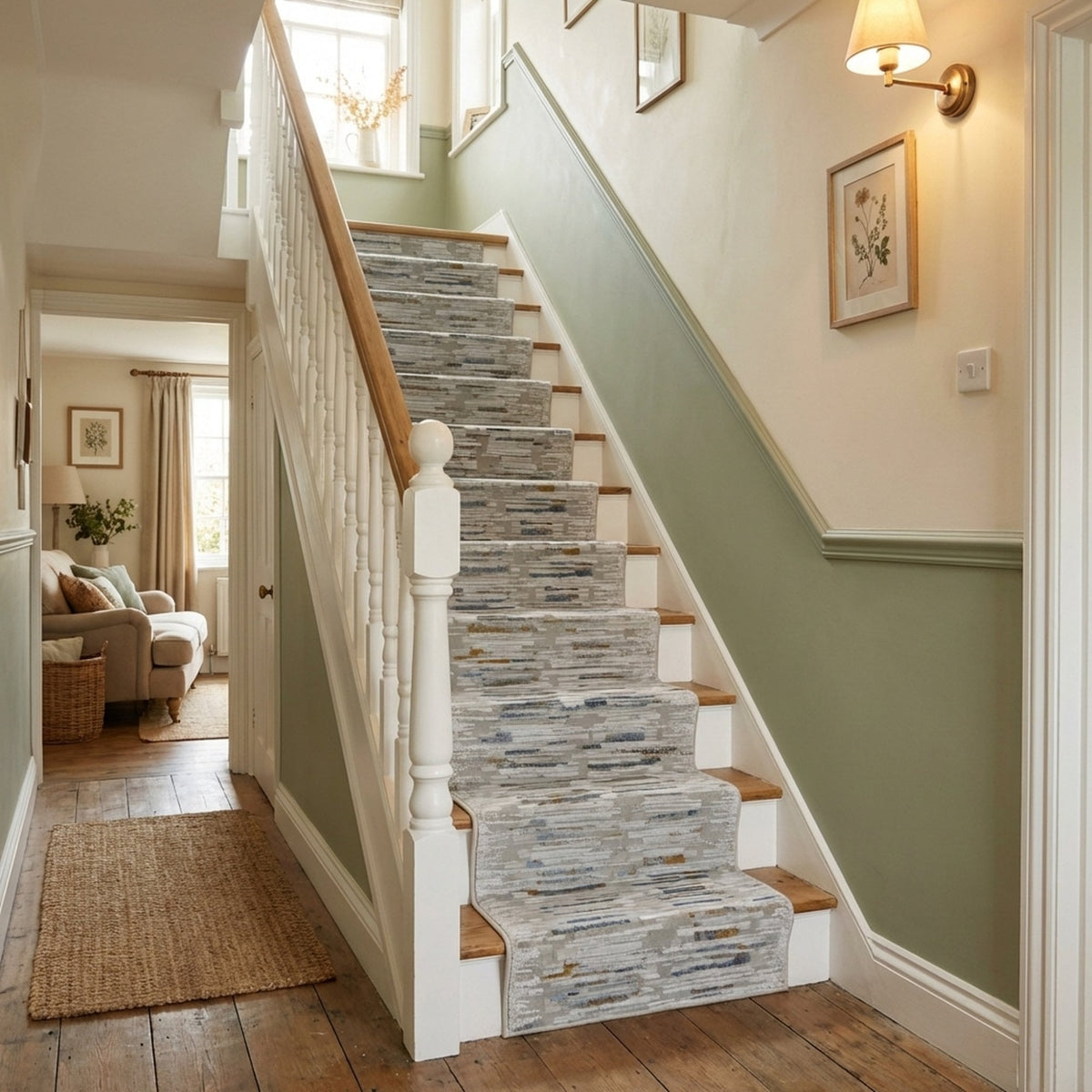 Reha Cream/Gray 1064-190 Stair Runner