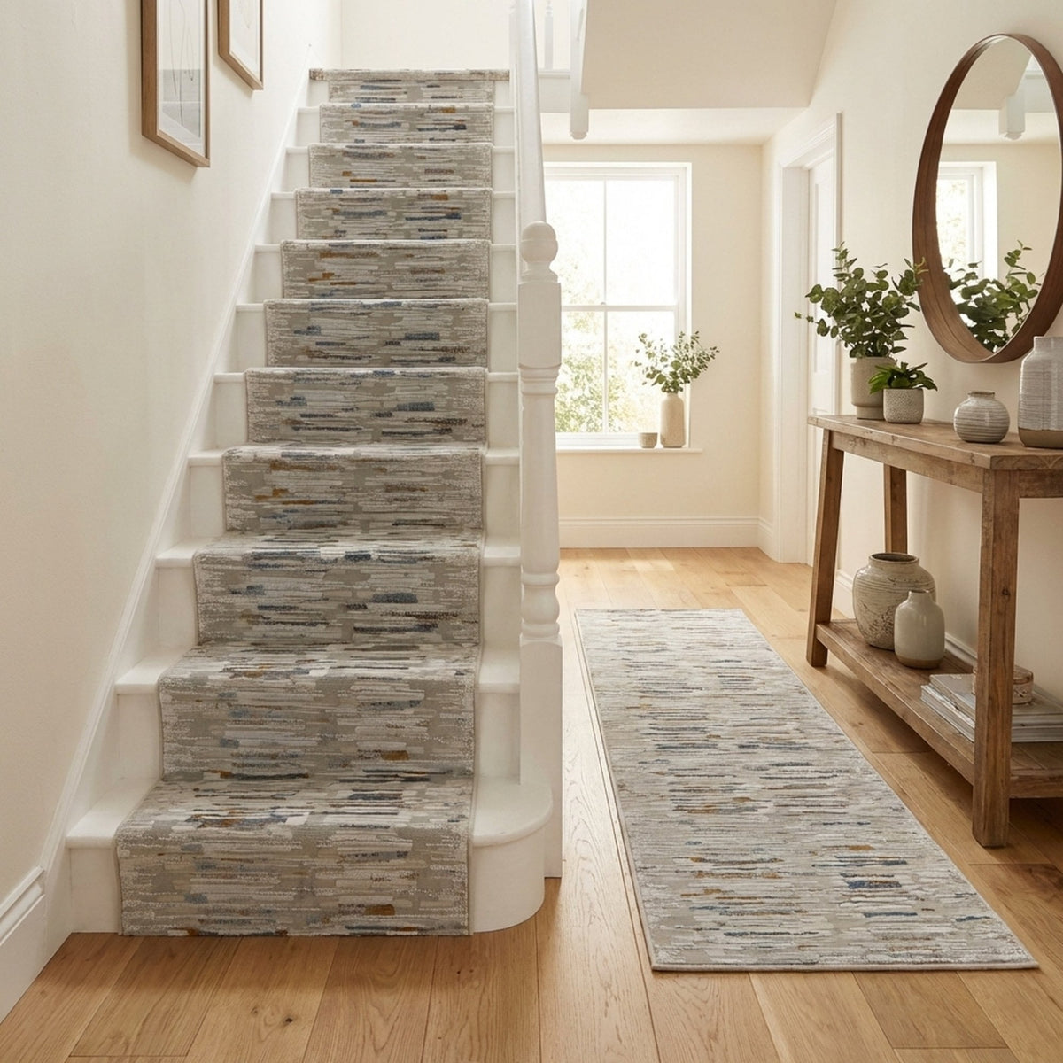 Reha Cream/Gray 1064-190 Stair Runner