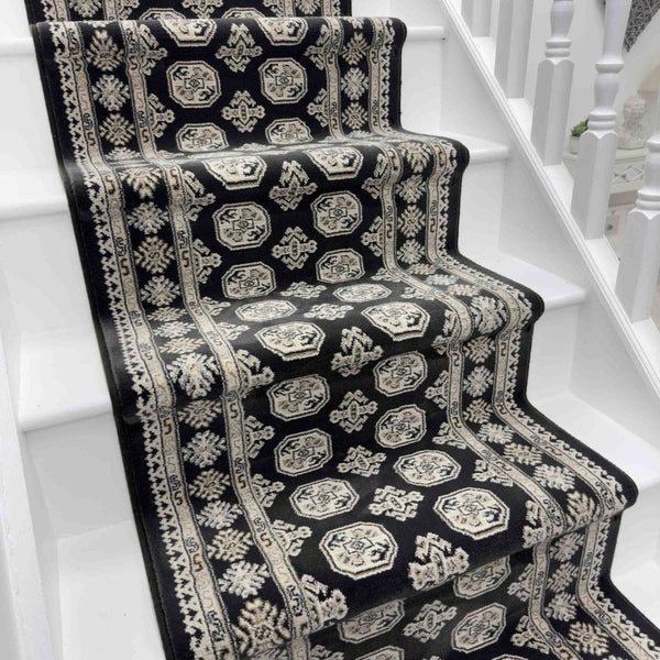 Ancient Garden Black/Ivory 57102-3636 Stair Runner