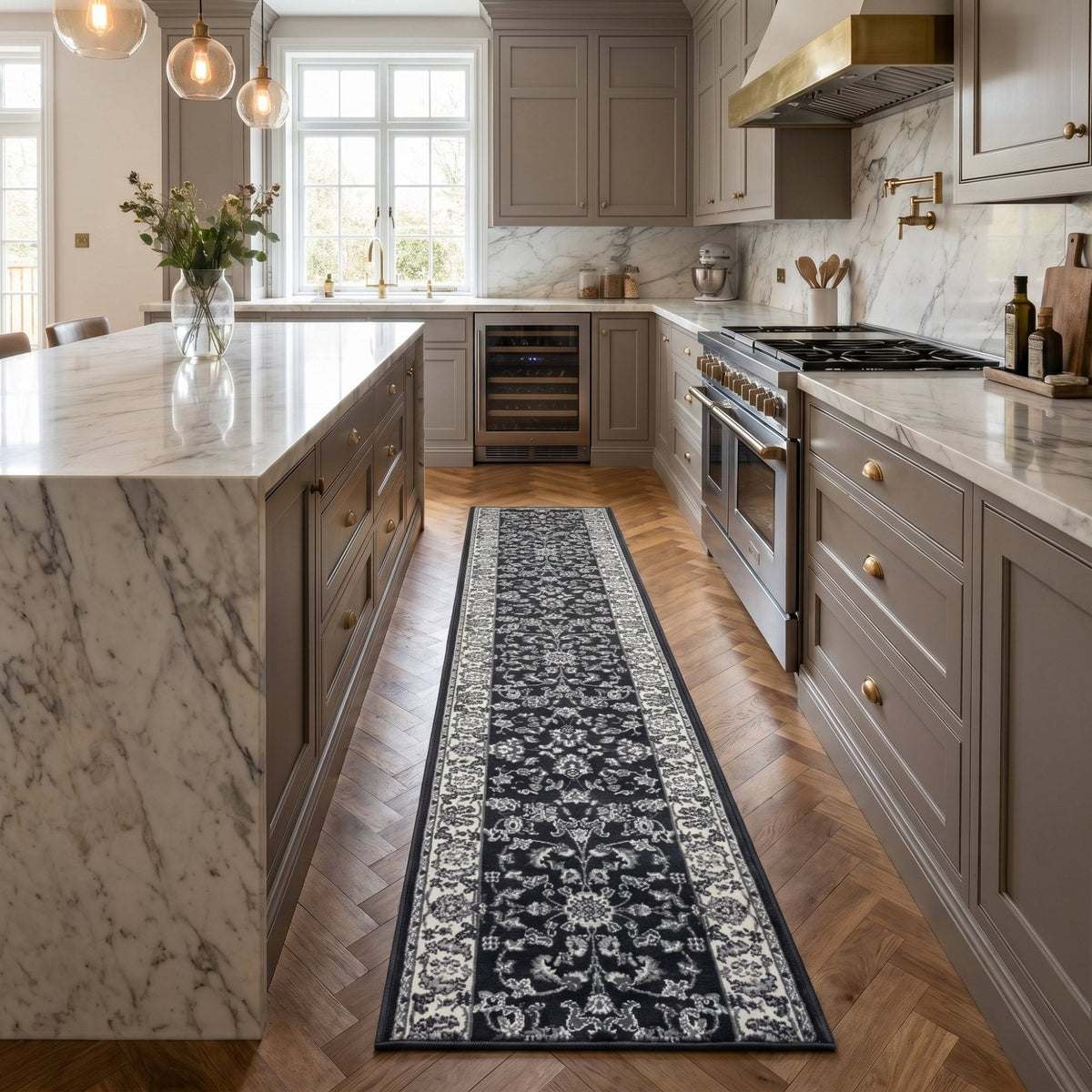 Persian Dark Grey Kitchen Runner