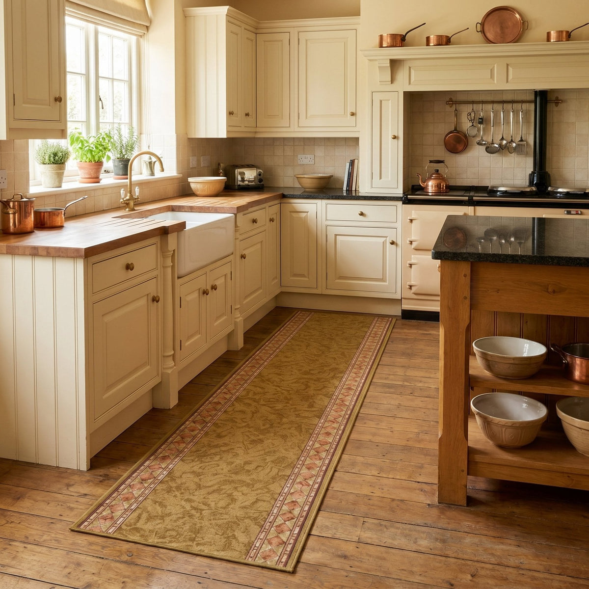 Cheops Beige Kitchen Carpet Runner