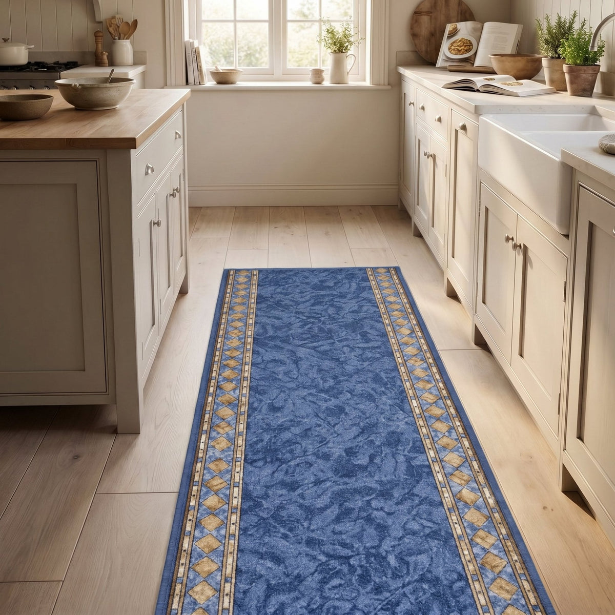 Cheops Blue Kitchen Carpet Runner