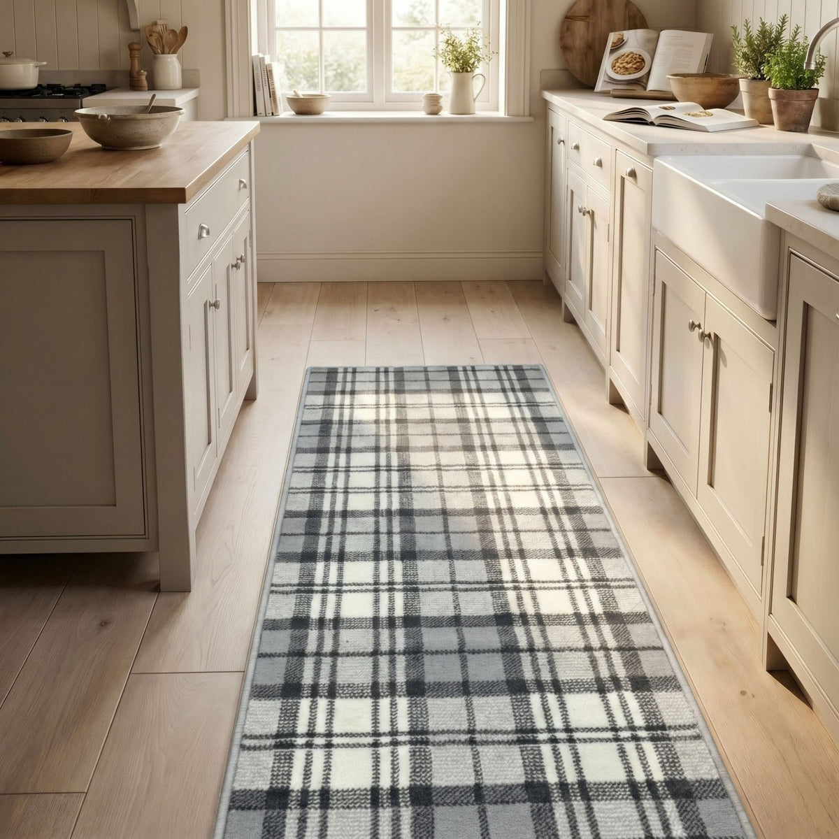 Tartan Grey Kitchen Runner