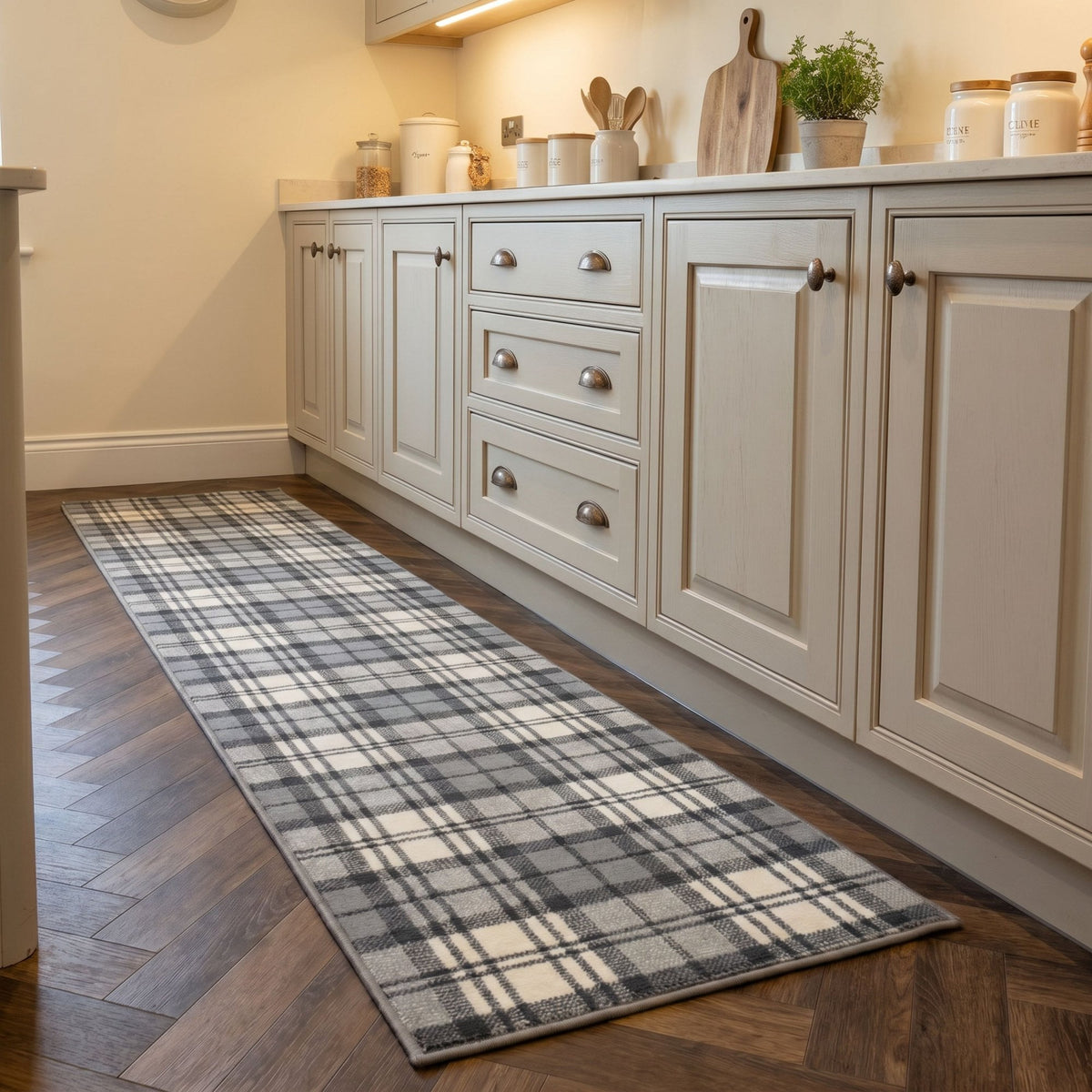 Tartan Grey Kitchen Runner