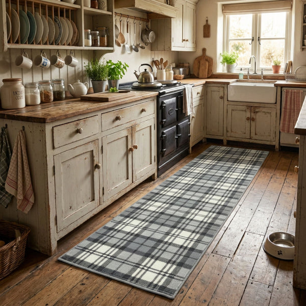 Tartan Grey Kitchen Runner