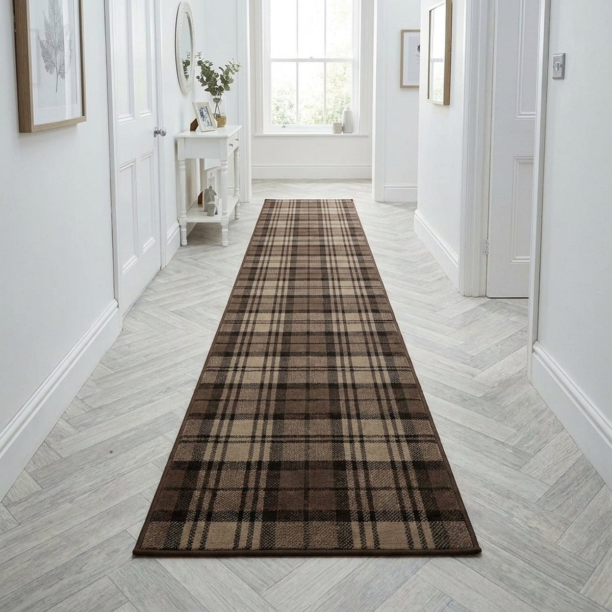 Tartan Brown  Hall Runner