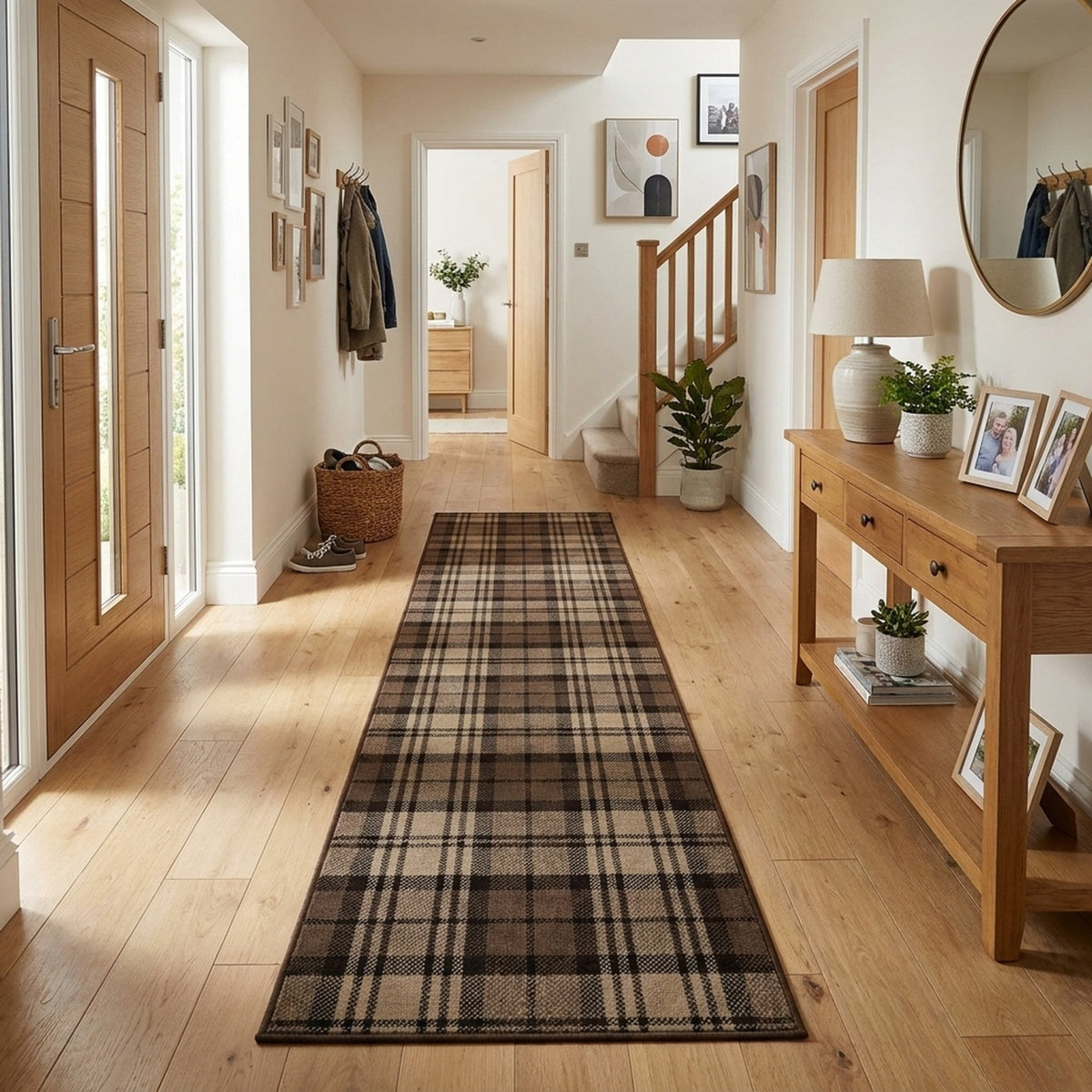 Tartan Brown  Hall Runner