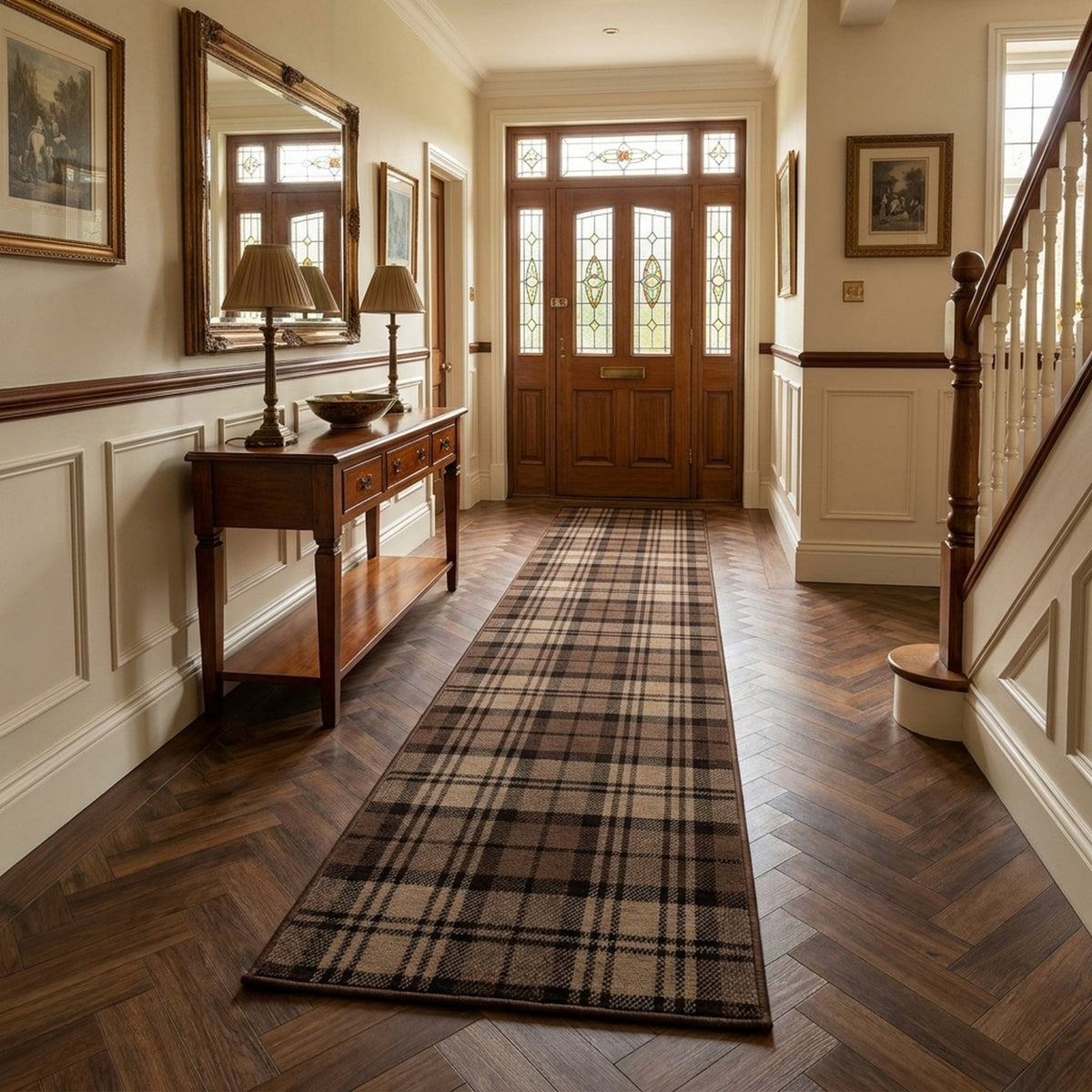 Tartan Brown  Hall Runner