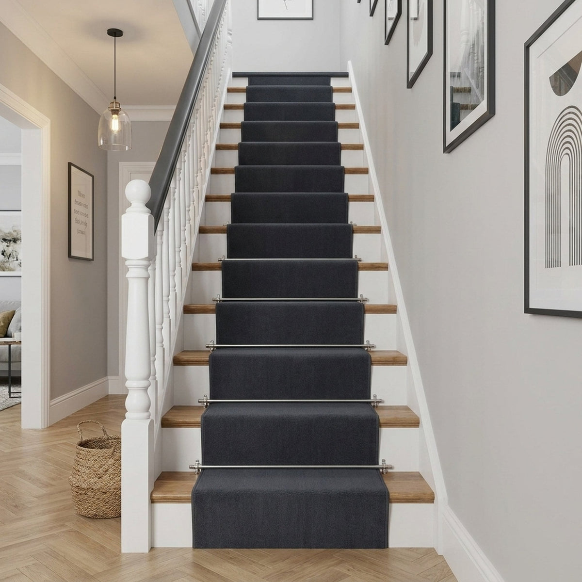 Plain D. Gray Stair Runner