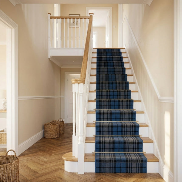 Tartan Blau Treppenläufer