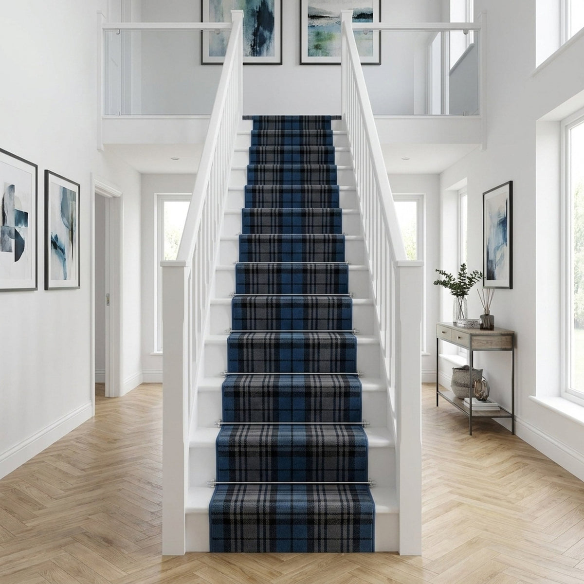 Tartan Blau Treppenläufer