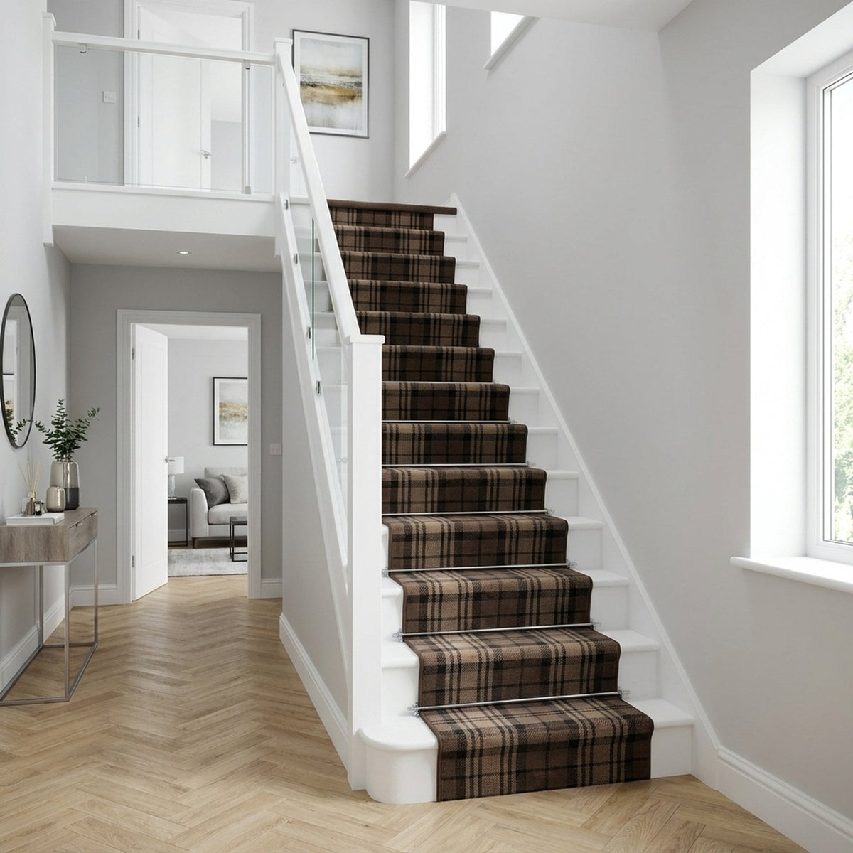 Tartan Marron Tapis d’escalier