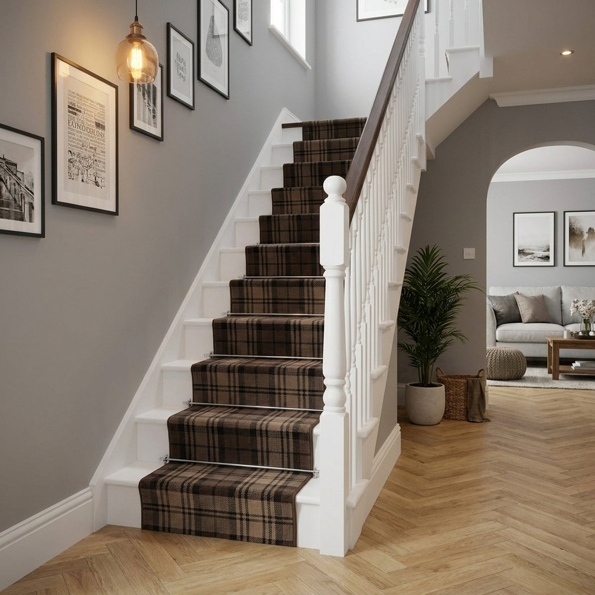 Tartan Marron Tapis d’escalier