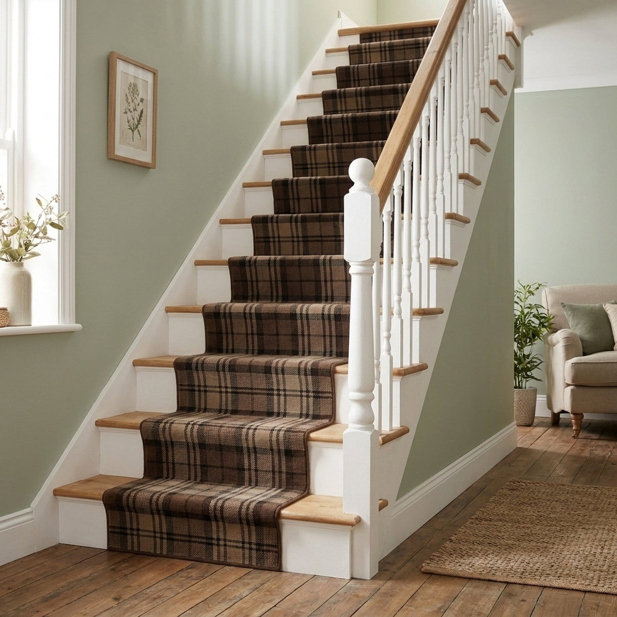 Tartan Marron Tapis d’escalier