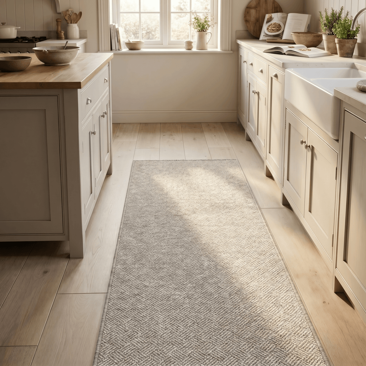 New Moonlight Green Cream Kitchen Runner
