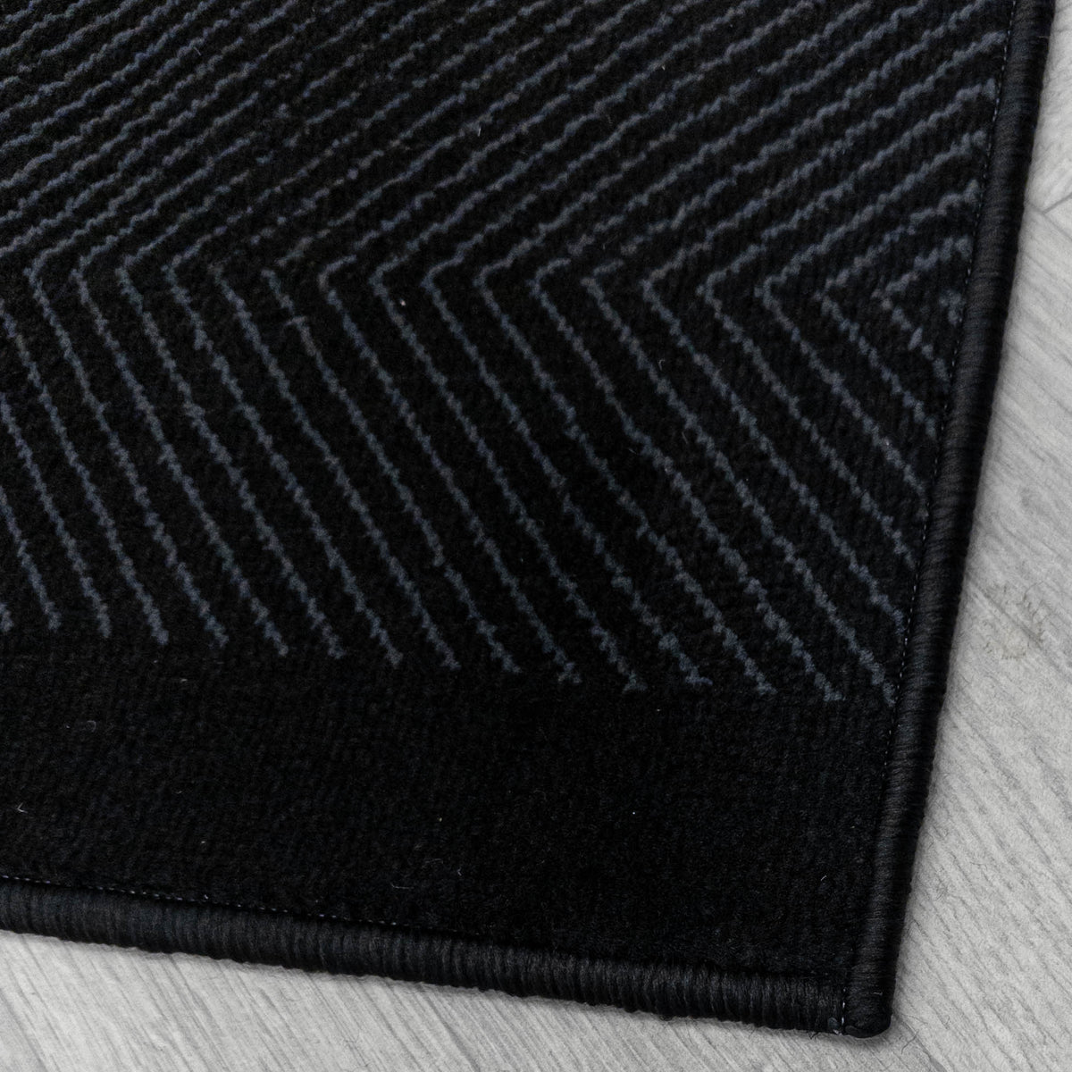 Dancette Border Black Rug Runner