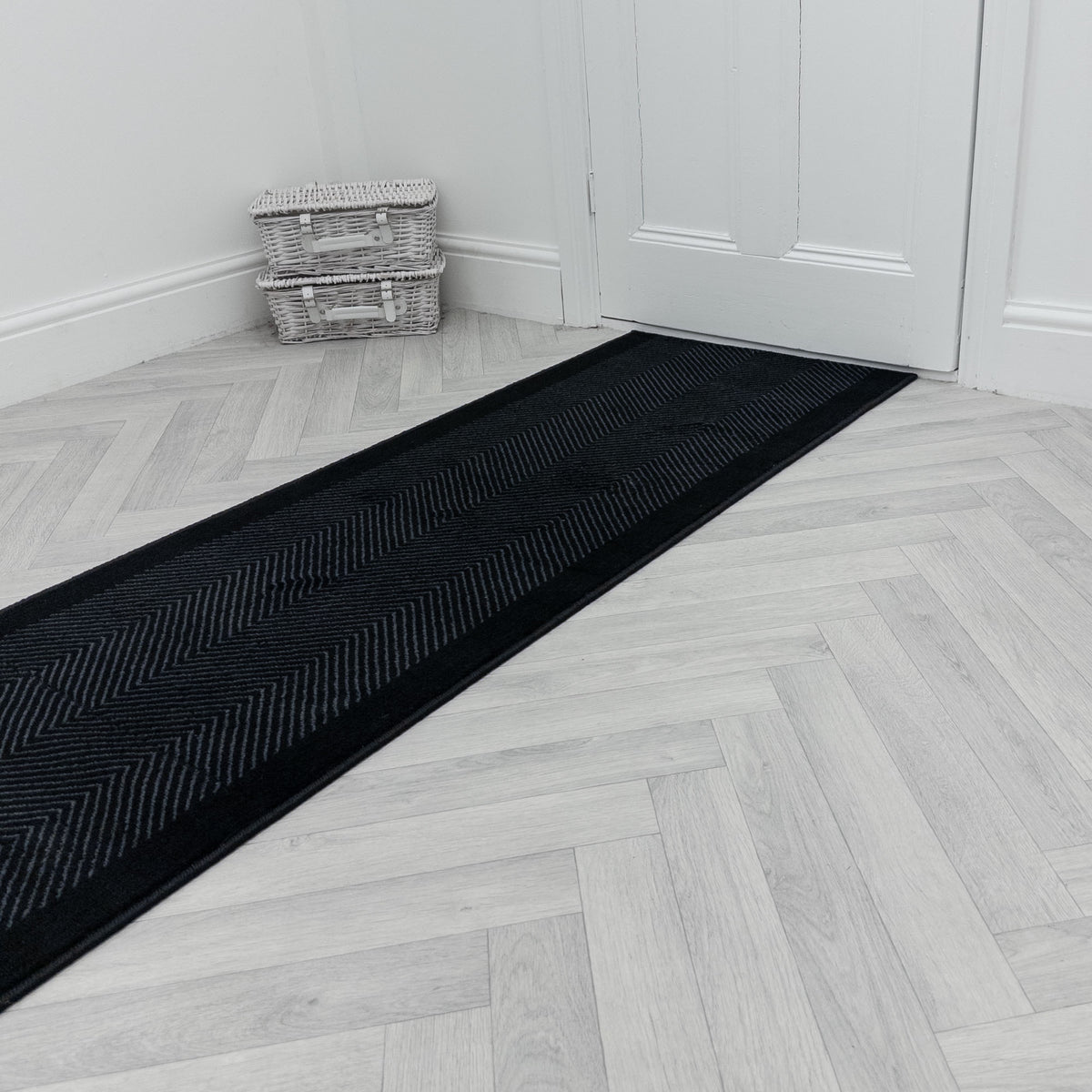 Dancette Border Black Rug Runner