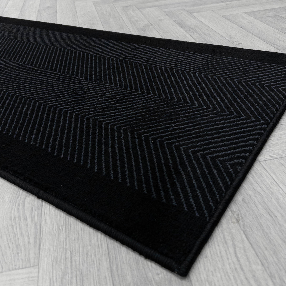 Dancette Border Black Rug Runner