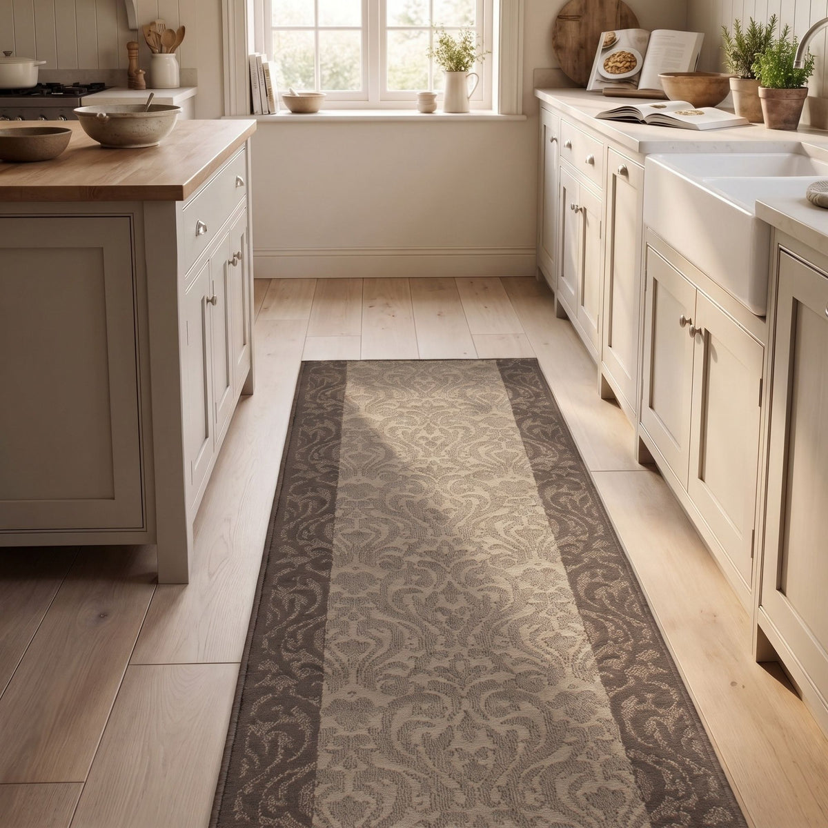 Baroque Taupe Kitchen Runner
