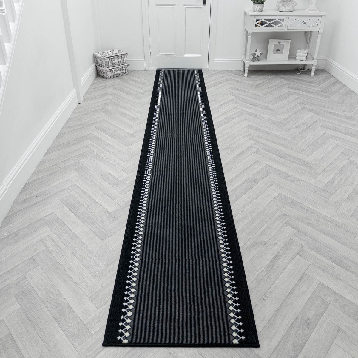 Portcullis Black Rug Runner