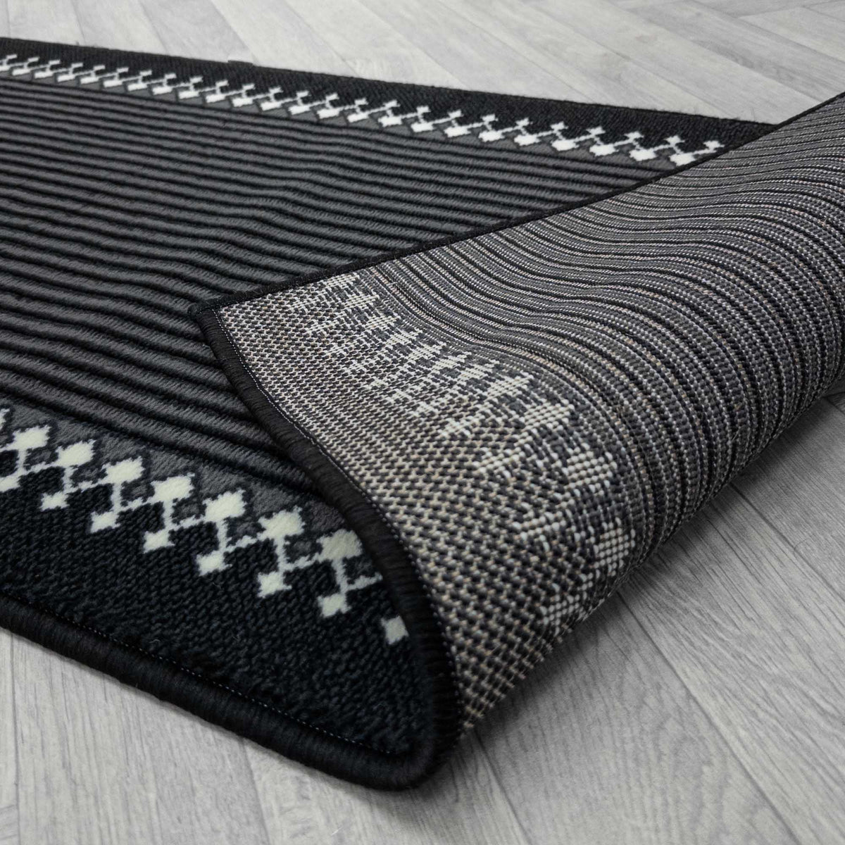 Portcullis Black Rug Runner
